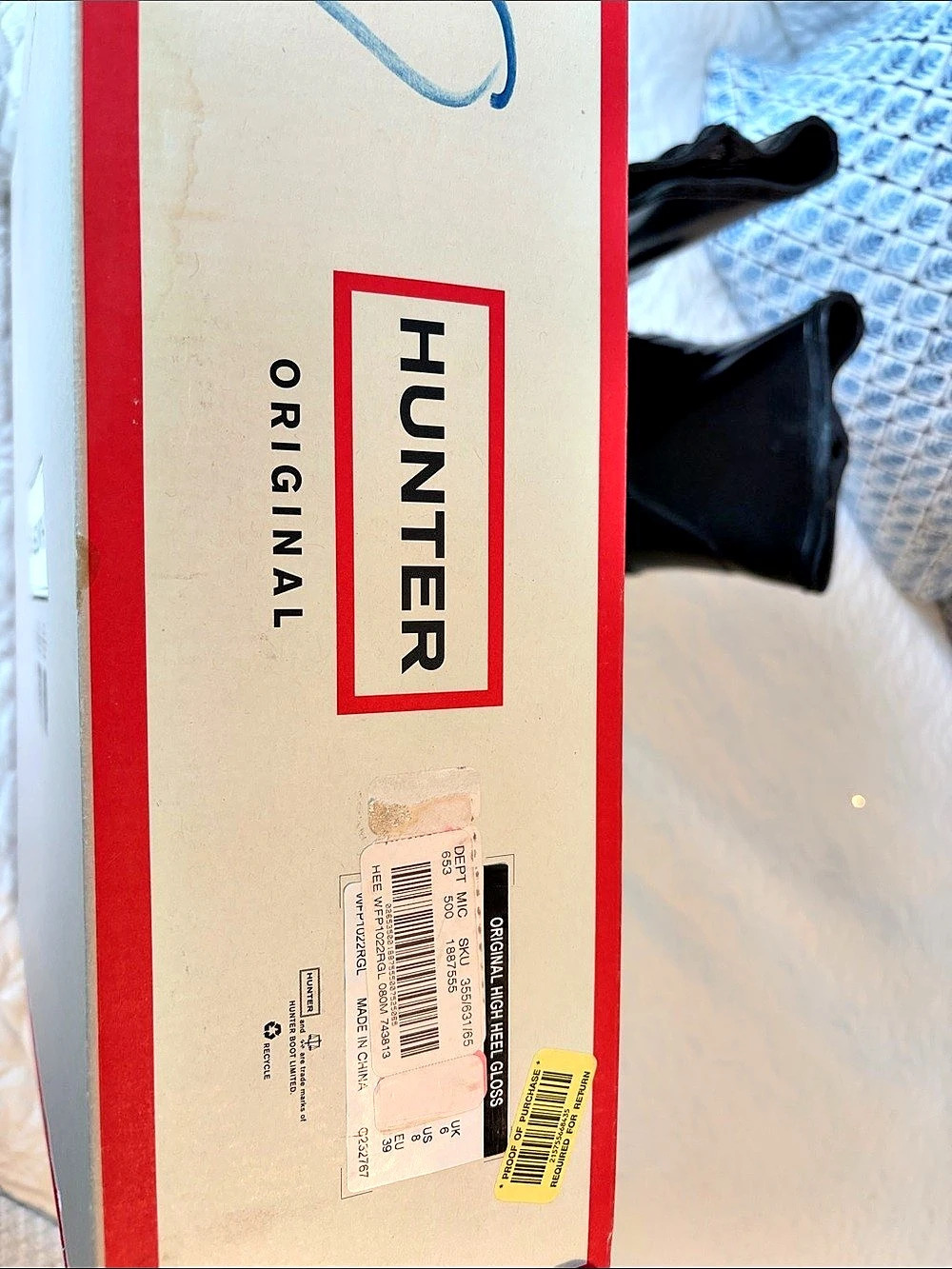 Hunter Original High Heel Gloss Black Rain Boots US 8 - Picture 2 of 5